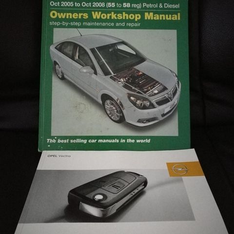 2 bøker Opel vectra, instruksjonsbok, reparasjonsbok, bok