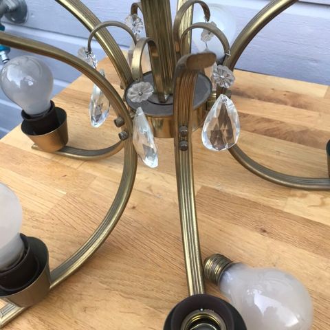 Retro/vintage 5- armet taklampe m/prismer