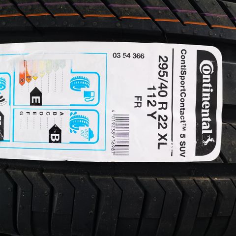 Ny Continental 295/40 R22 XL 112Y contisportcontact 5 sommer dekk