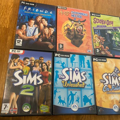 PC spill, friends, sims, hugo og scooby doo