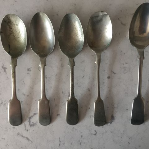 Set of 5 Vintage Silver Teaspoons