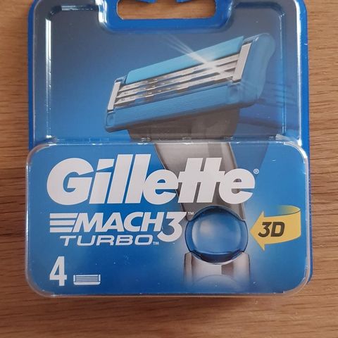Uåpnet - Gillette Mach 3 Turbo (3D)Barberblad Razor Blades 4-pack