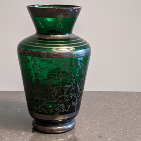 Vintage italiensk vase med sølvdekor ref. 9A