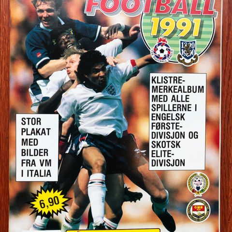 Panini Football 91 England Fotballkort (klistremerker) tomt album selges! EX!