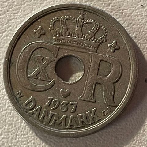 25 øre 1937 Danmark Kong Christian X