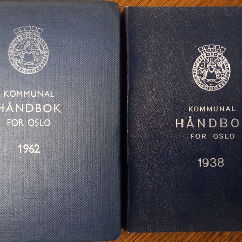 Oslo,  1938 og 1962 kommunale håndbøker  - meget pene