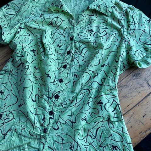 Retro mintgrønn vintage bluse (str.large)