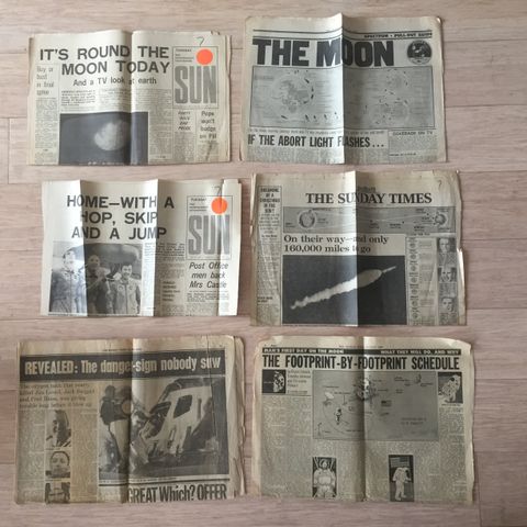 Vintage 1968-70, Apollo 8, 10, 11 & 13: UK Newspaper Cuttings