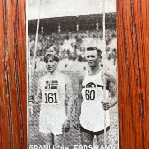 Karl Granli Jevnaker Spyd friidrett sigarettkort 1930 Tiedemanns Tobak