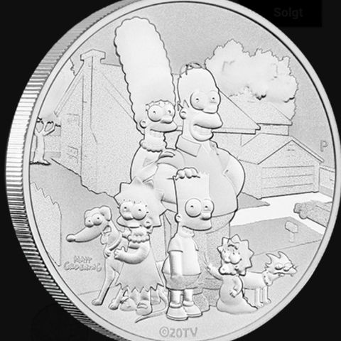 2021 Tuvalu 1 oz Sølv The Simpsons Family BU M/Kapsel