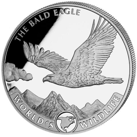 2021 Kongo 1 oz Sølv «World`s Wildlife – Bald Eagle» BU M/Kapsel 