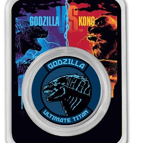 2021 Niue 1 oz Sølv Farget Godzilla BU M/TEP