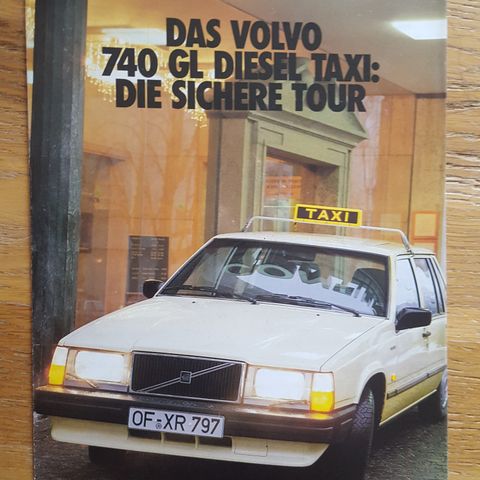 Brosjyre Volvo 740 GL Diesel Taxi 1987