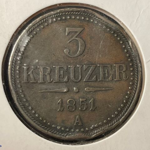 Østerrike 3 Kreuzer 1851 A
