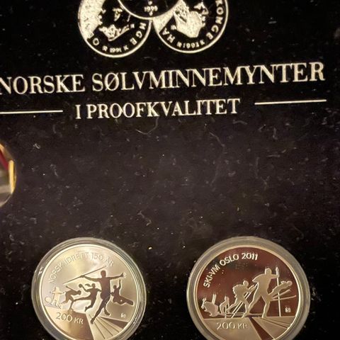 Norske sølvmynter i proof kvalitet.