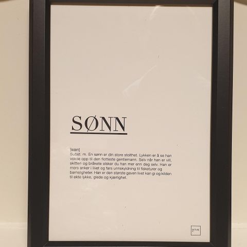 Plakat "sønn", 21x30cm