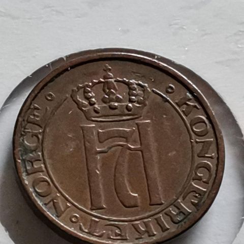 Norge 1 øre 1935 Haakon VII, fine perler i krona