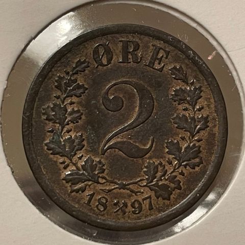 2 øre 1897  med fine detaljer