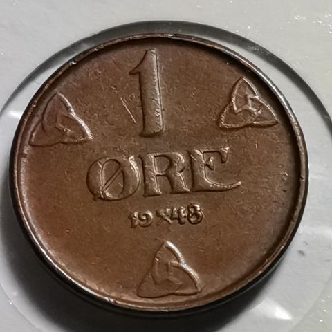 Norge 1 øre 1948 Haakon VII pen