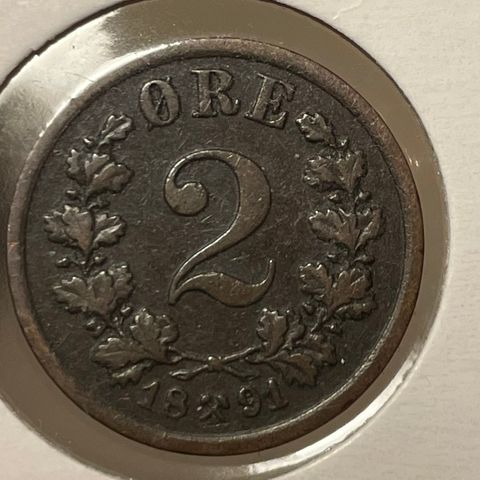 2 øre 1891 Oscar II