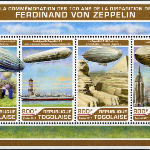 FERDINAND VON ZEPPELIN - STORT FLOTT MINIARK POSTFRISKT FRA TOGO