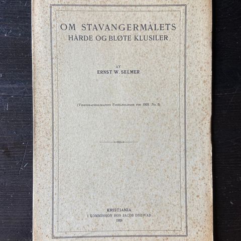 Ernst W. Selmer - Om stavangermålets hårde og bløte klusiler