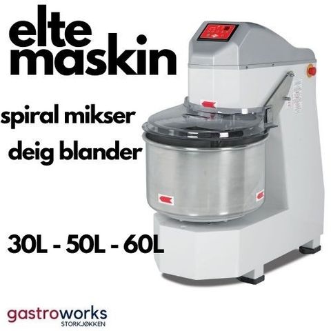 Eltemaskin/Deigblander/Spiralmikser-30L-50L-60L fra Gastroworks