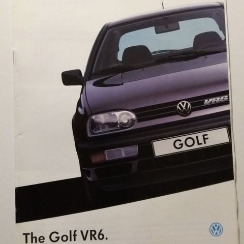 VOLKSWAGEN GOLF VR6 brosjyre. (MK3)