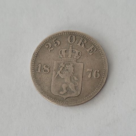 25 Øre NORGE 1876,  Norges første 25 øre