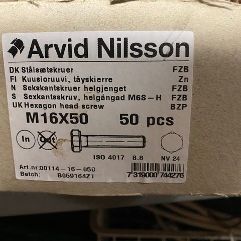 Arvid Nilsson m16x50 - 50stk