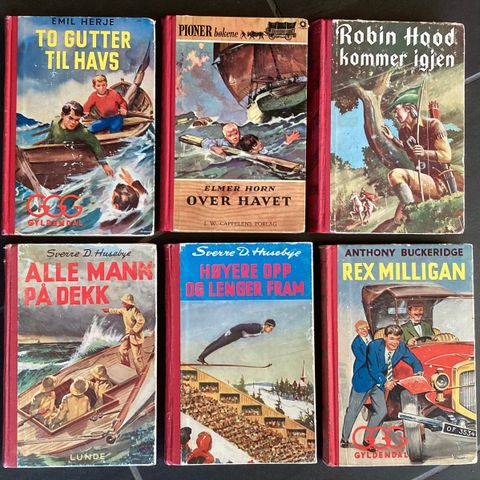 RETRO- 6 eldre guttebøker, fra 1950 tallet. 1953- 1958 og 1959