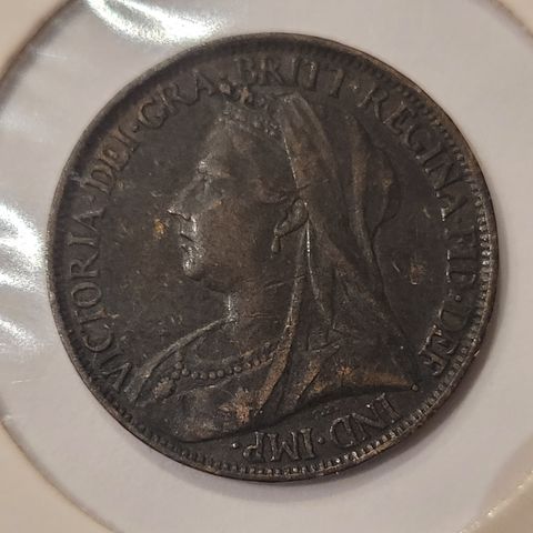 Penny 1897 Dronning Victoria, Farthing Queen , Widow Head, FLOTT MYNT