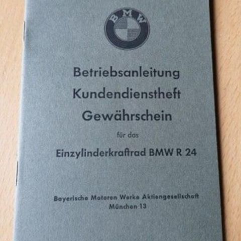 BMW R24 instruksjonsbok.