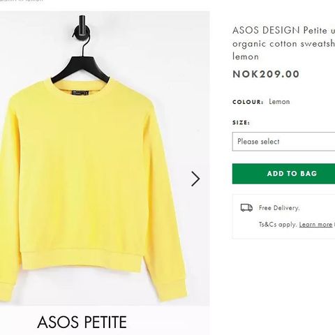 Ubrukt ASOS design petite - gul genser