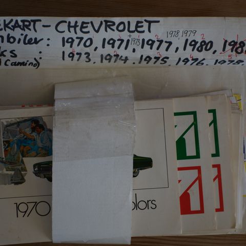 Chevrolet 1970 -1980 fargekart originale
