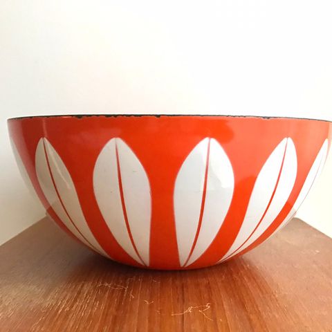 Stor fin vintage orange Cathrineholm lotus bolle 28 cm