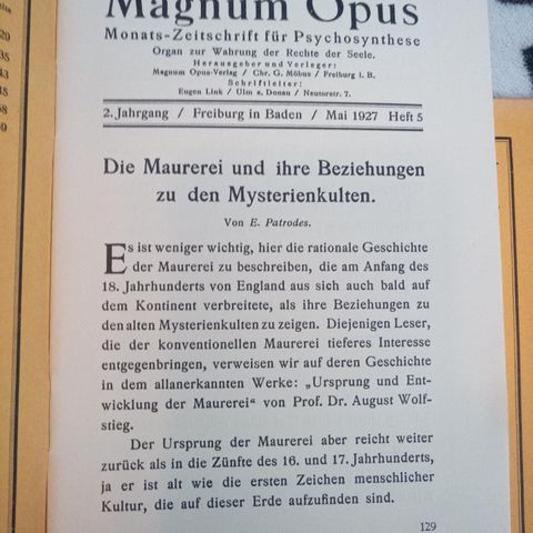 Magnum Opus. Zeitschrift für Psychosynthese (1926-1927)