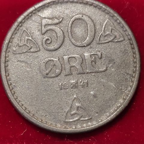 50 ØRE  1941 Okkupasjonsmynt NORGE