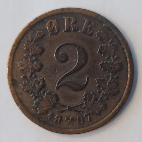 2 ØRE 1907 NORGE, flott kvalitet