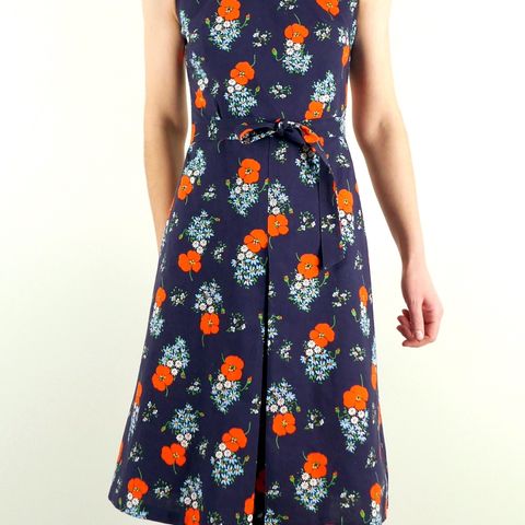 vintage blomster mønstret kjole med belte S