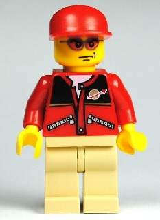 Som ny Lego Town City minifigur Red Jacket Classic Space Logo