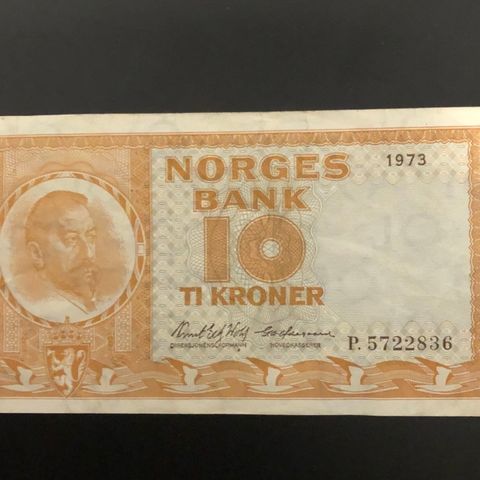 10 kr seddel, serie P. 1973. (260. P)