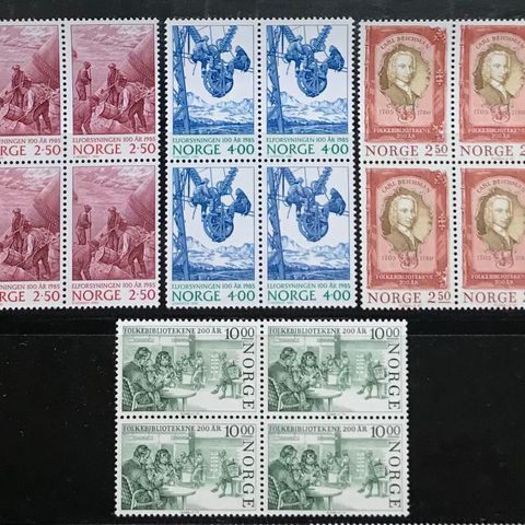 Norge frimerker postfrisk, nk 976-77 + 982-83, elektrisitet og Deichmanske