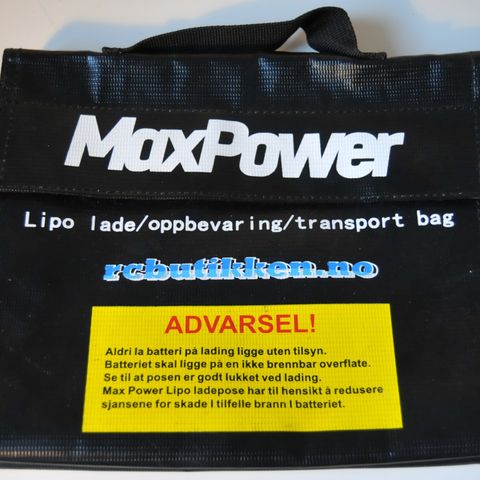 MaxPower batteriveske til litiumbatterier og andre batterier - batteribag