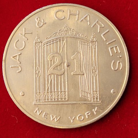 USA. Tokens  Jack & Charle`s 21 club spinner coin.  Veldig sjelden