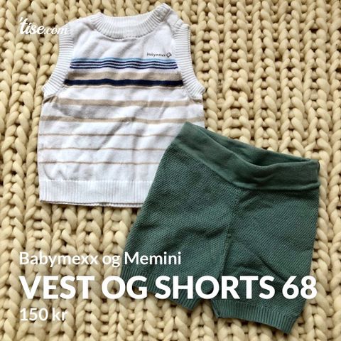 Penklær str. 68, vest og shorts/romper 