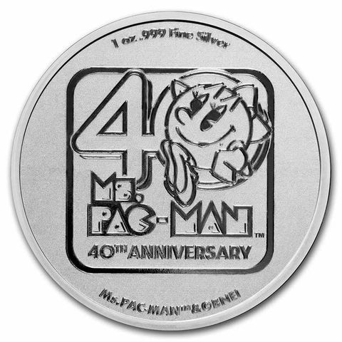 2021 Niue 1 oz Sølv $2 Ms.PAC-MAN™ 40th Anniversary