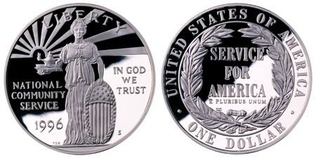 USA Silver Dollar "National Community Service" 1996 [Proof]