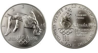 USA Silver Dollar "1996 Atlanta Paralympics - high jump" 1996-D