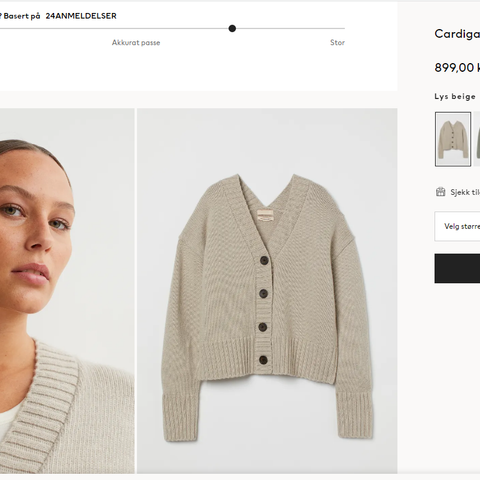 10% Cashmere / Kasjmir. 90% ULL. OVERSIZED Cardigan i kasjmirmiks. H&M.